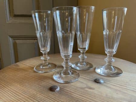 4 x19e eeuwse Flûtes Champagne Glazen Kristal - Afbeelding 2