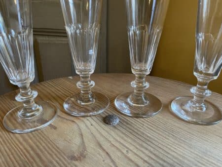 4 x19e eeuwse Flûtes Champagne Glazen Kristal - Afbeelding 3