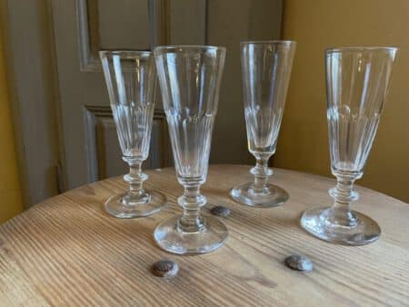 4 x19e eeuwse Flûtes Champagne Glazen Kristal - Afbeelding 8