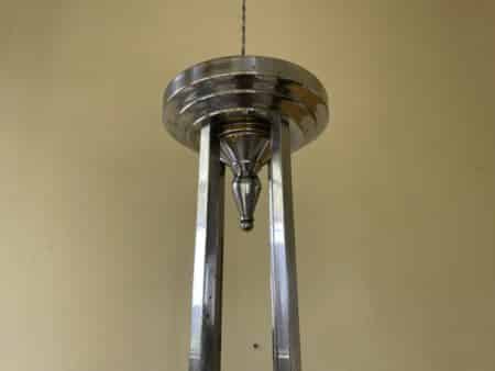 Plafondlamp Verchroomd 4 arms met gele schalen Art Deco jaren 30 - Afbeelding 4