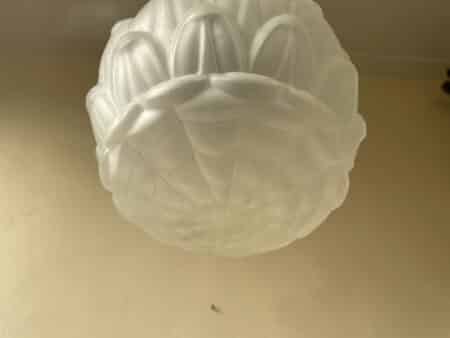 Lamp Matglazen Bol Art Verchroomde Pendel Deco jaren 30 - Afbeelding 5